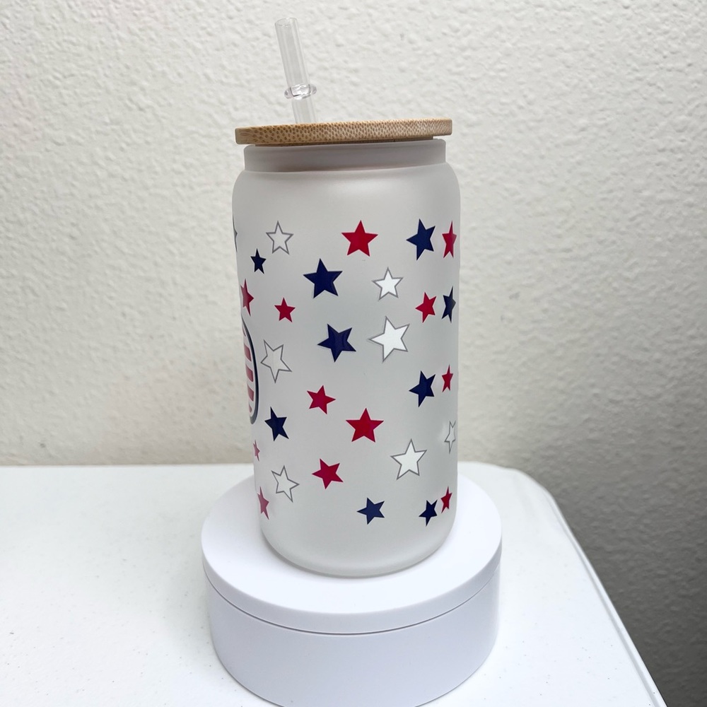 4 America Sunglasses and Stars Handmade Libbey Glass Cups - Picture 3 of 5